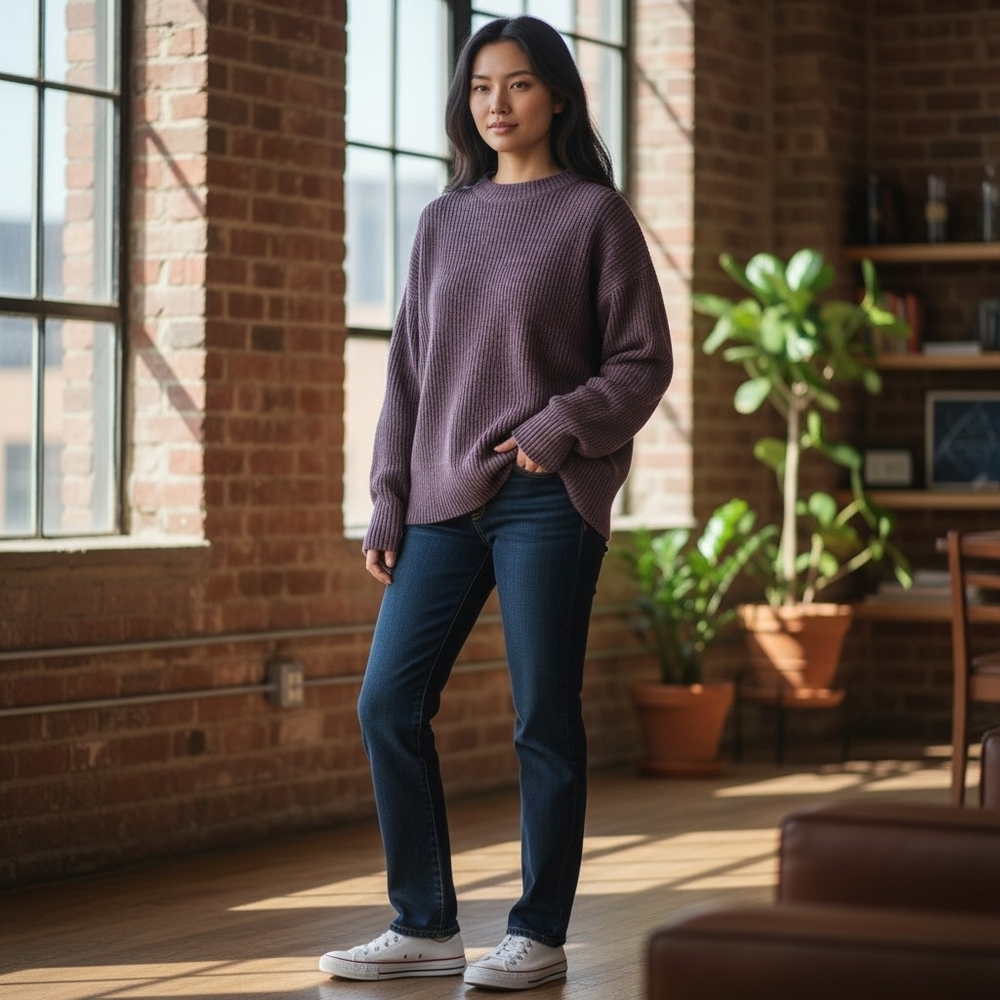 Old Navy Women's Dark Brown Crewneck Sweater